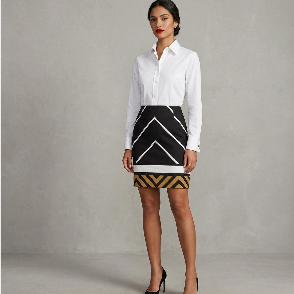 Per‎ Se Short Geometric Pencil Skirt